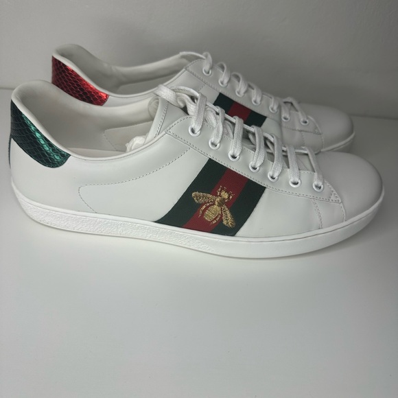 Gucci Mens Ace Low Too Embroidered White Leather Size 11 Sneaker. Like NEW - Picture 4 of 9
